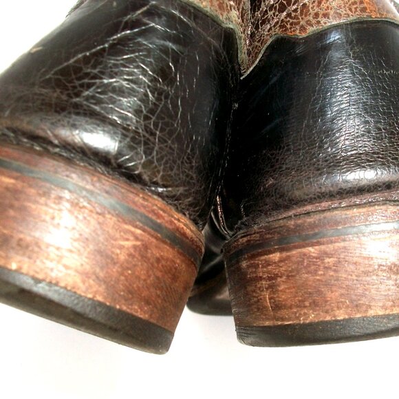 Ermenegildo Zegna Handmade Brown Leather Luxury Hobo Boots 11M $1420 - Picture 11 of 13